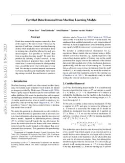 Certified Data Removal from Machine Learning Models