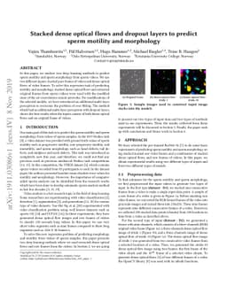 Stacked dense optical flows and dropout layers to predict sperm motility
  and morphology