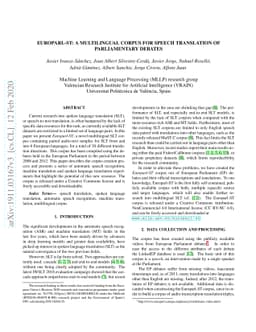 Europarl-ST: A Multilingual Corpus For Speech Translation Of
  Parliamentary Debates