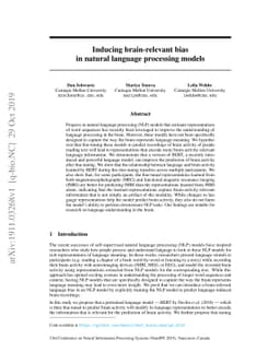 Inducing brain-relevant bias in natural language processing models