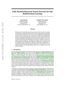 Fully Bayesian Recurrent Neural Networks for Safe Reinforcement Learning