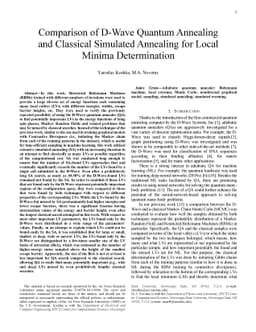 Comparison of D-Wave Quantum Annealing and Classical Simulated Annealing
  for Local Minima Determination