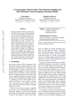 A Good Sample is Hard to Find: Noise Injection Sampling and
  Self-Training for Neural Language Generation Models