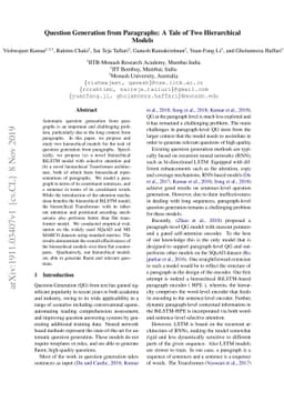 Question Generation from Paragraphs: A Tale of Two Hierarchical Models