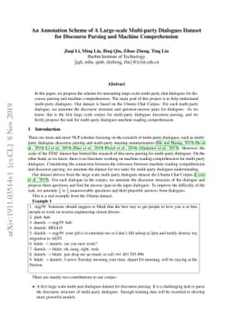 An Annotation Scheme of A Large-scale Multi-party Dialogues Dataset for
  Discourse Parsing and Machine Comprehension