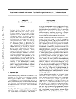 Variance Reduced Stochastic Proximal Algorithm for AUC Maximization