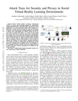 Attack Trees for Security and Privacy in Social Virtual Reality Learning
  Environments