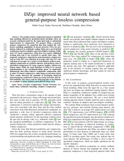 DZip: improved general-purpose lossless compression based on novel
  neural network modeling