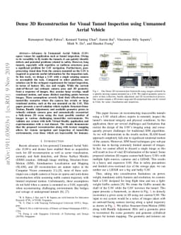 Dense 3D Reconstruction for Visual Tunnel Inspection using Unmanned
  Aerial Vehicle
