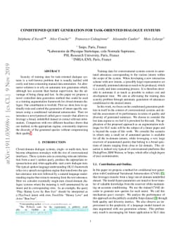 Conditioned Query Generation for Task-Oriented Dialogue Systems