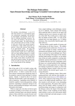 The Dialogue Dodecathlon: Open-Domain Knowledge and Image Grounded
  Conversational Agents