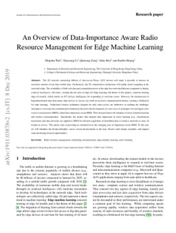 An Overview of Data-Importance Aware Radio Resource Management for Edge
  Machine Learning