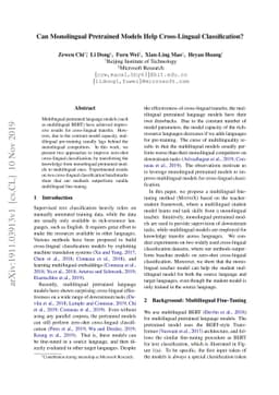 Can Monolingual Pretrained Models Help Cross-Lingual Classification?