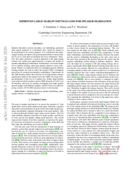 Improved Large-margin Softmax Loss for Speaker Diarisation