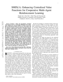 SMIX($λ$): Enhancing Centralized Value Functions for Cooperative
  Multi-Agent Reinforcement Learning