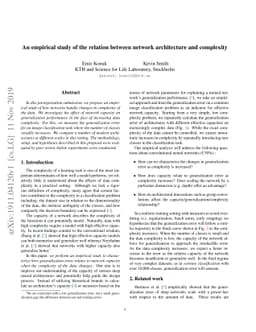 An empirical study of the relation between network architecture and
  complexity