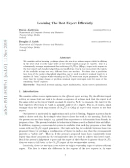 Learning The Best Expert Efficiently