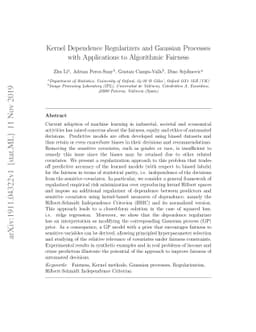 Kernel Dependence Regularizers and Gaussian Processes with Applications
  to Algorithmic Fairness