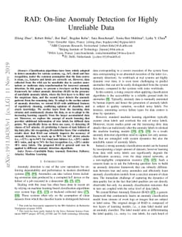 RAD: On-line Anomaly Detection for Highly Unreliable Data