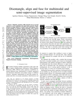 Disentangle, align and fuse for multimodal and semi-supervised image
  segmentation