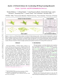 Kaolin: A PyTorch Library for Accelerating 3D Deep Learning Research
