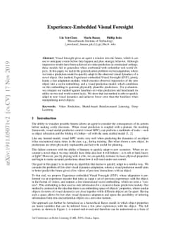 Experience-Embedded Visual Foresight