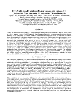 Deep Multi-task Prediction of Lung Cancer and Cancer-free Progression
  from Censored Heterogenous Clinical Imaging