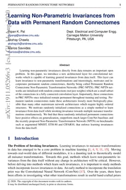 Learning Non-Parametric Invariances from Data with Permanent Random
  Connectomes
