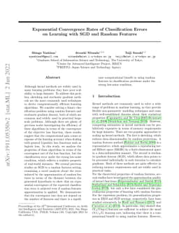 Exponential Convergence Rates of Classification Errors on Learning with
  SGD and Random Features