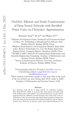 ChebNet: Efficient and Stable Constructions of Deep Neural Networks with
  Rectified Power Units via Chebyshev Approximations
