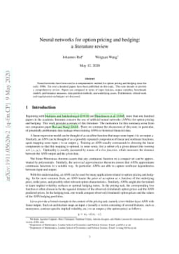 Neural networks for option pricing and hedging: a literature review