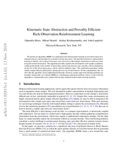 Kinematic State Abstraction and Provably Efficient Rich-Observation
  Reinforcement Learning