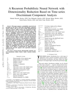 A Recurrent Probabilistic Neural Network with Dimensionality Reduction
  Based on Time-series Discriminant Component Analysis