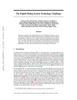 The Eighth Dialog System Technology Challenge