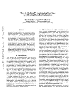 "How do I fool you?": Manipulating User Trust via Misleading Black Box
  Explanations