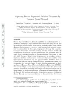 Improving Distant Supervised Relation Extraction by Dynamic Neural
  Network