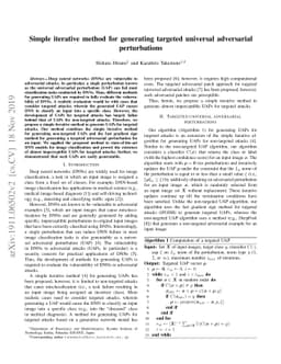 Simple iterative method for generating targeted universal adversarial
  perturbations