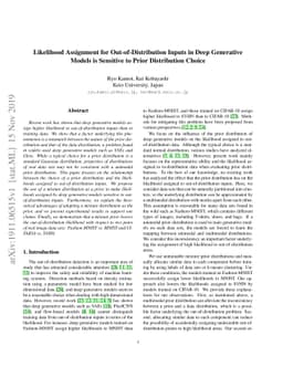 Likelihood Assignment for Out-of-Distribution Inputs in Deep Generative
  Models is Sensitive to Prior Distribution Choice