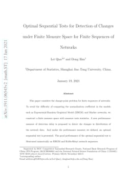 Optimal Sequential Tests for Detection of Changes under Finite measure
  space for Finite Sequences of Networks