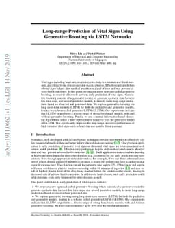 Long-range Prediction of Vital Signs Using Generative Boosting via LSTM
  Networks
