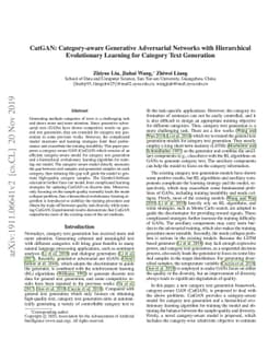 CatGAN: Category-aware Generative Adversarial Networks with Hierarchical
  Evolutionary Learning for Category Text Generation