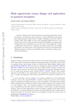 Weak approximate unitary designs and applications to quantum encryption