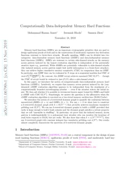Computationally Data-Independent Memory Hard Functions