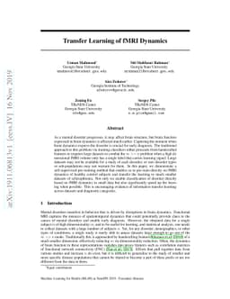 Transfer Learning of fMRI Dynamics