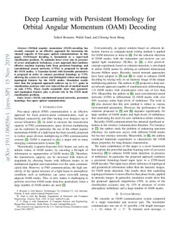 Deep Learning with Persistent Homology for Orbital Angular Momentum
  (OAM) Decoding
