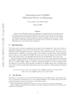 Separating Local & Shuffled Differential Privacy via Histograms
