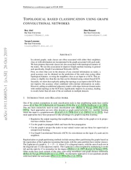 Topological based classification using graph convolutional networks