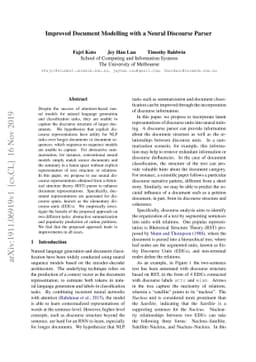 Improved Document Modelling with a Neural Discourse Parser