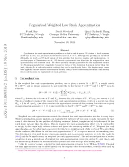 Regularized Weighted Low Rank Approximation