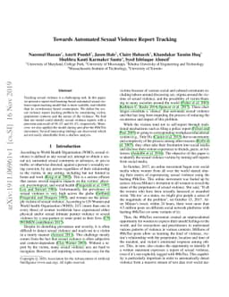 Towards Automated Sexual Violence Report Tracking